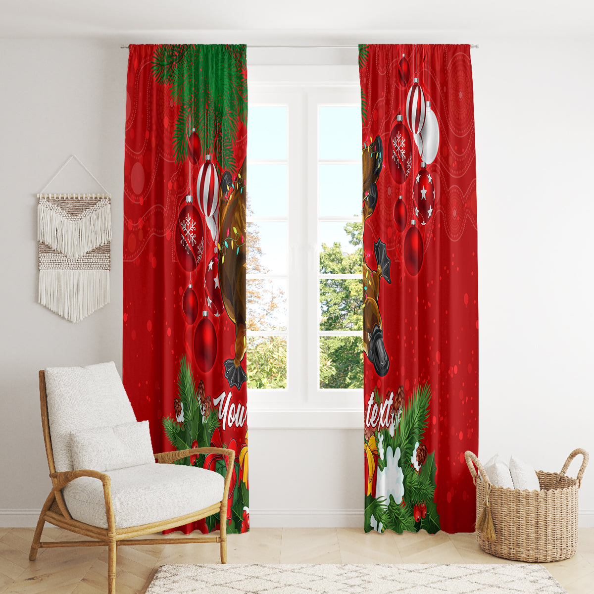 personalised-platypus-lover-window-curtain-australia-merry-christmas-aboriginal