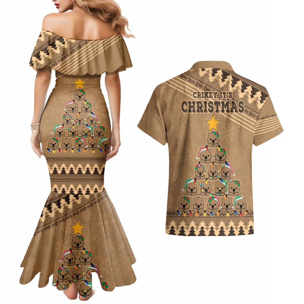 wombat-christmas-tree-couples-matching-mermaid-dress-and-hawaiian-shirt-australia-merry-xmas-simple-style