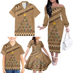 wombat-christmas-tree-family-matching-off-shoulder-long-sleeve-dress-and-hawaiian-shirt-australia-merry-xmas-simple-style