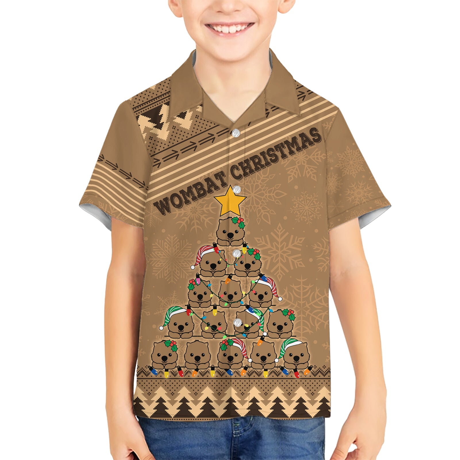 wombat-christmas-tree-hawaiian-shirt-australia-merry-xmas-simple-style