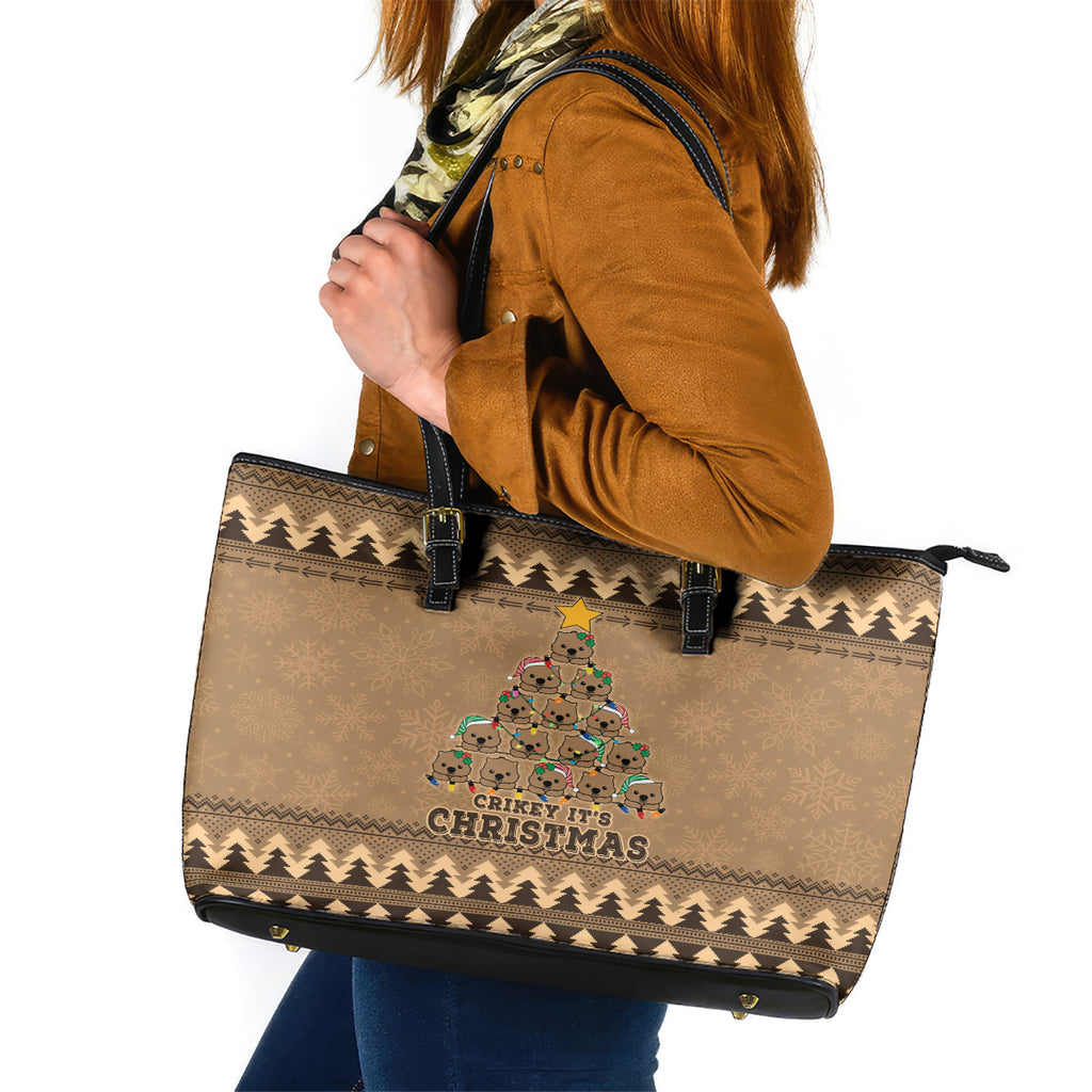 wombat-christmas-tree-leather-tote-bag-australia-merry-xmas-simple-style
