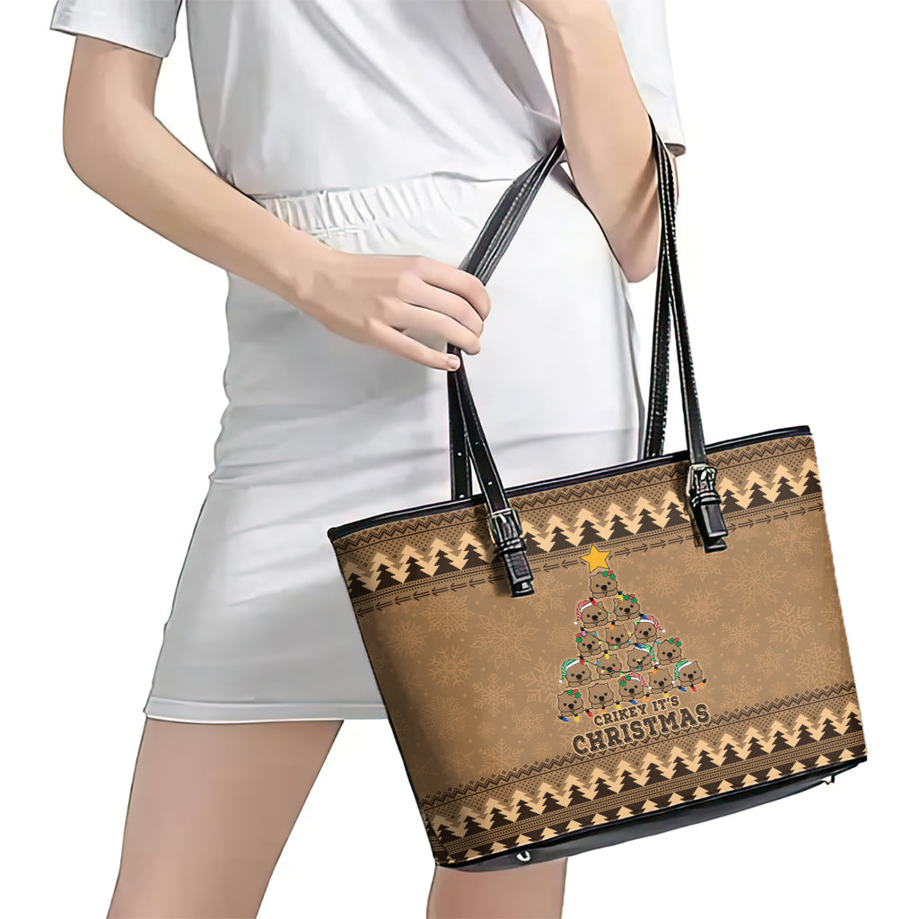 wombat-christmas-tree-leather-tote-bag-australia-merry-xmas-simple-style