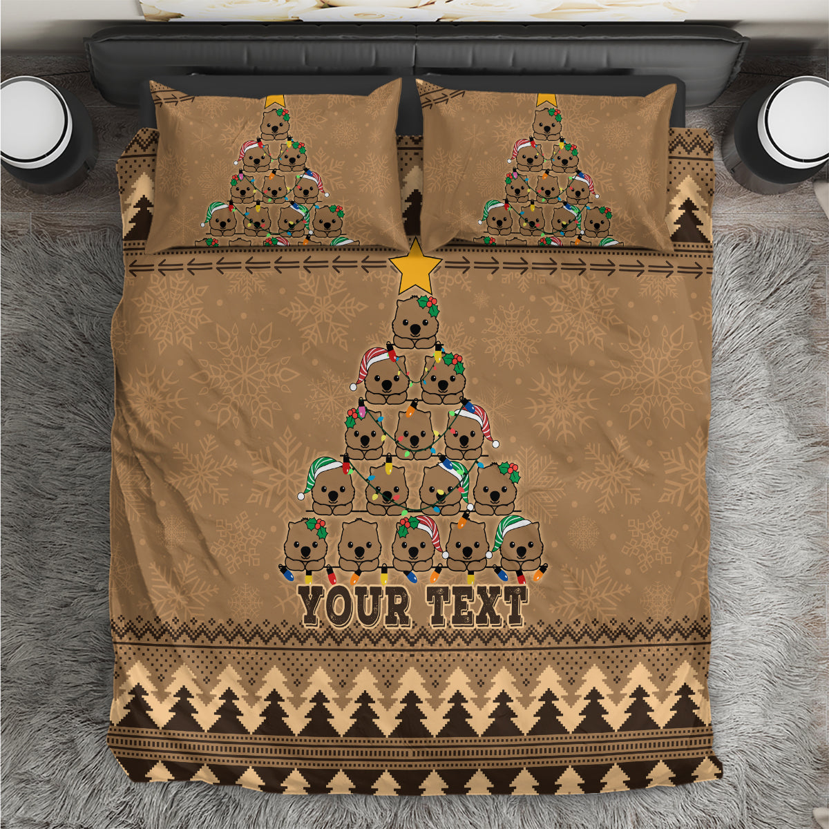 personalised-wombat-christmas-tree-bedding-set-australia-merry-xmas-simple-style