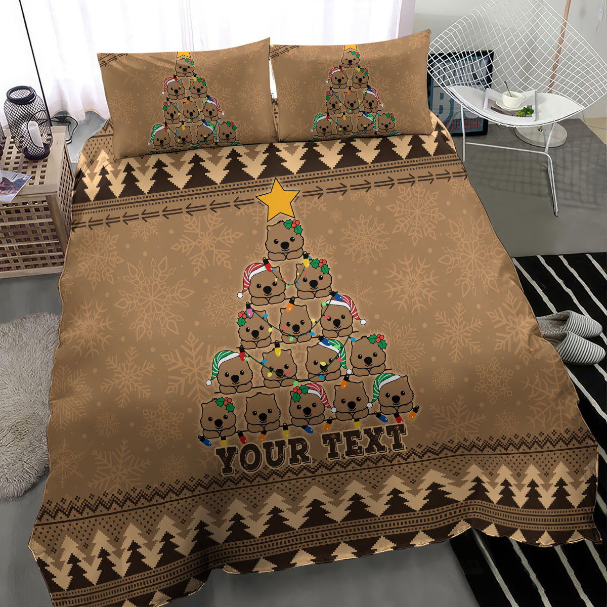 personalised-wombat-christmas-tree-bedding-set-australia-merry-xmas-simple-style