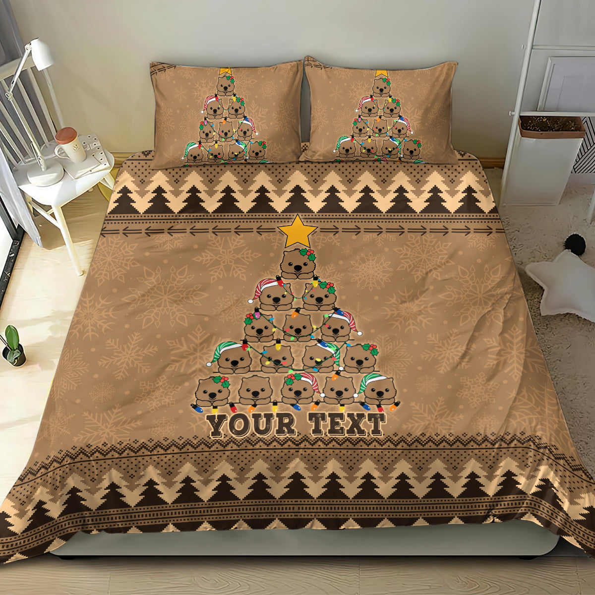 personalised-wombat-christmas-tree-bedding-set-australia-merry-xmas-simple-style