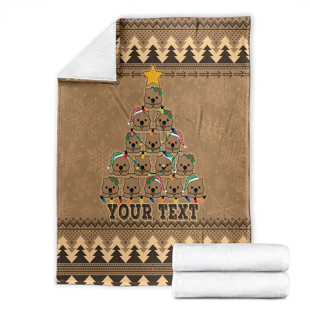 personalised-wombat-christmas-tree-blanket-australia-merry-xmas-simple-style