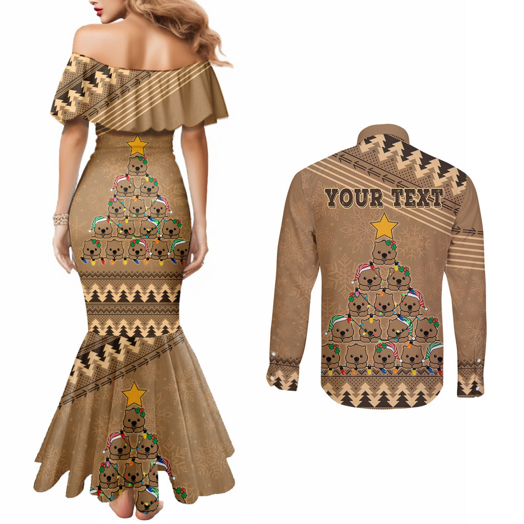 personalised-wombat-christmas-tree-couples-matching-mermaid-dress-and-long-sleeve-button-shirt-australia-merry-xmas-simple-style