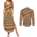 personalised-wombat-christmas-tree-couples-matching-summer-maxi-dress-and-long-sleeve-button-shirt-australia-merry-xmas-simple-style