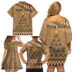 personalised-wombat-christmas-tree-family-matching-off-shoulder-short-dress-and-hawaiian-shirt-australia-merry-xmas-simple-style