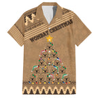 personalised-wombat-christmas-tree-family-matching-off-shoulder-short-dress-and-hawaiian-shirt-australia-merry-xmas-simple-style