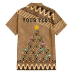 personalised-wombat-christmas-tree-family-matching-off-shoulder-short-dress-and-hawaiian-shirt-australia-merry-xmas-simple-style