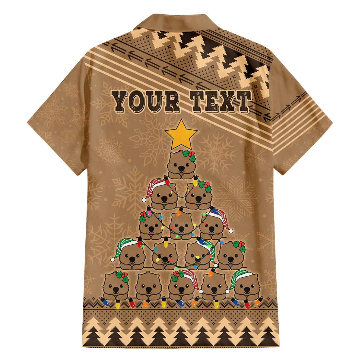 personalised-wombat-christmas-tree-family-matching-off-shoulder-short-dress-and-hawaiian-shirt-australia-merry-xmas-simple-style