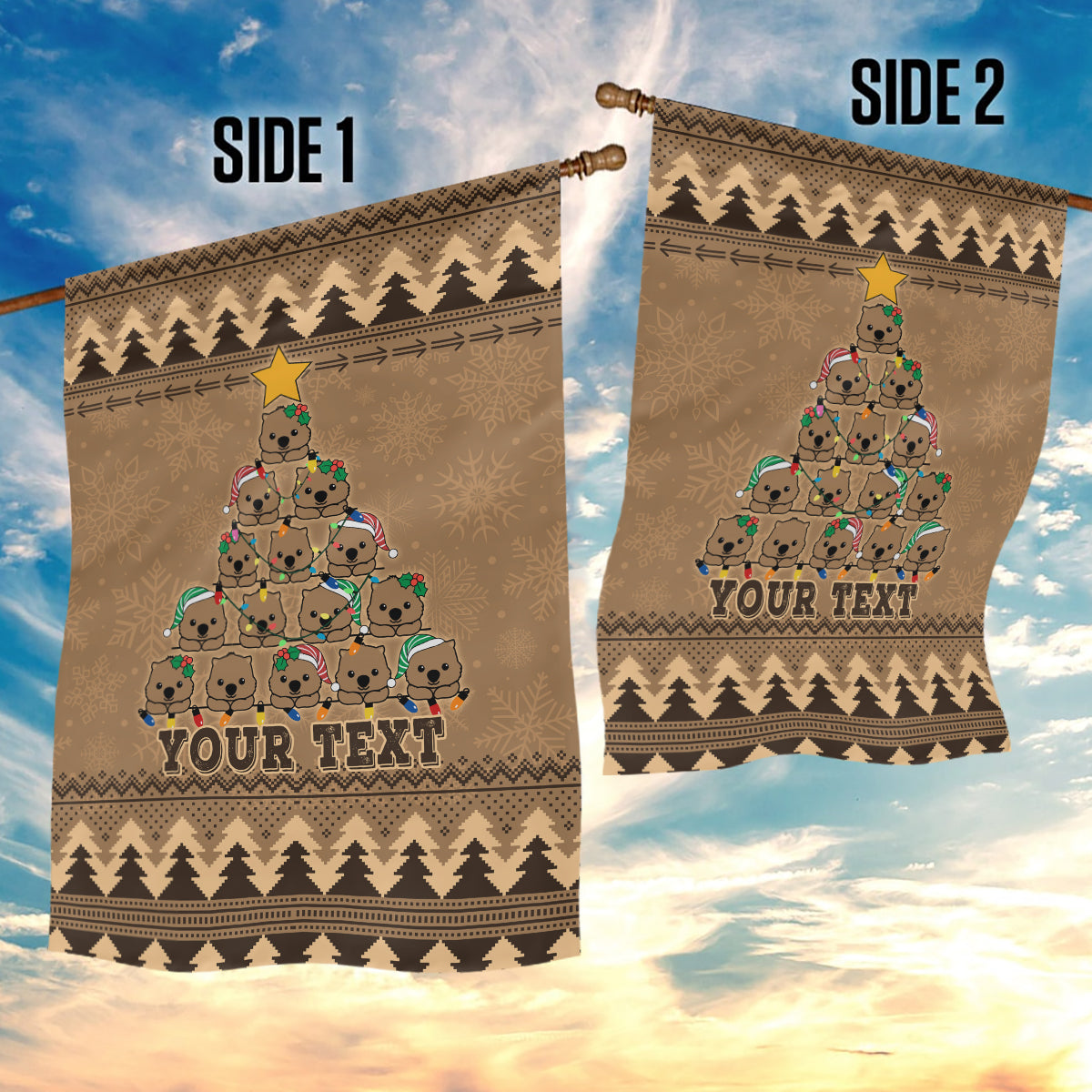 personalised-wombat-christmas-tree-garden-flag-australia-merry-xmas-simple-style