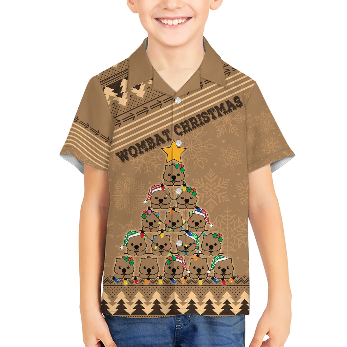 personalised-wombat-christmas-tree-kid-hawaiian-shirt-australia-merry-xmas-simple-style