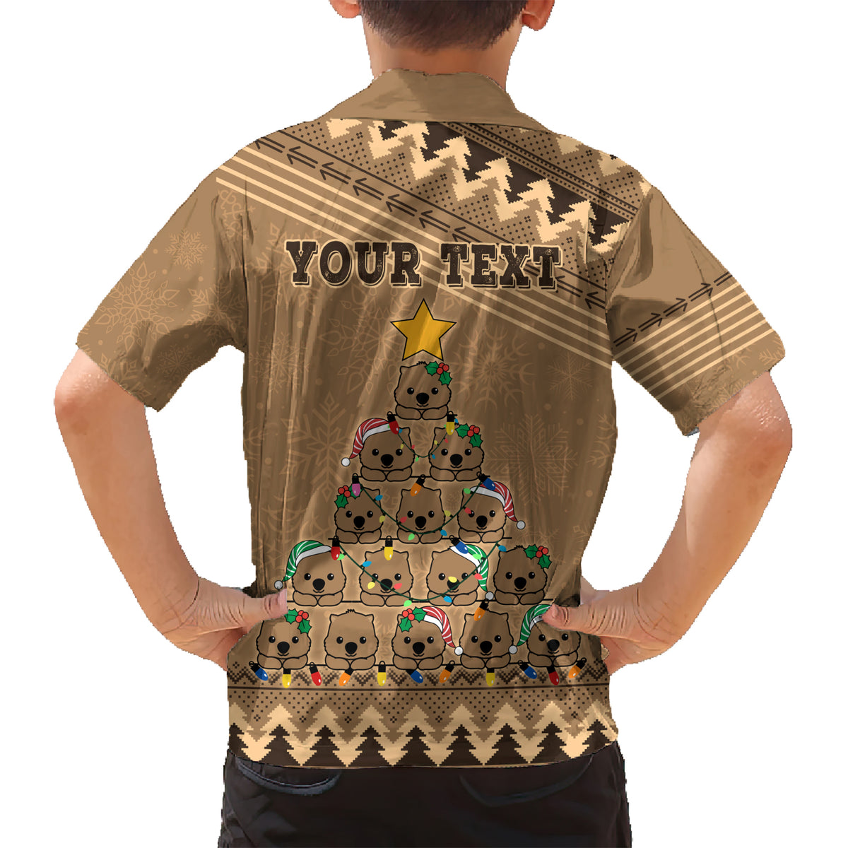 personalised-wombat-christmas-tree-kid-hawaiian-shirt-australia-merry-xmas-simple-style