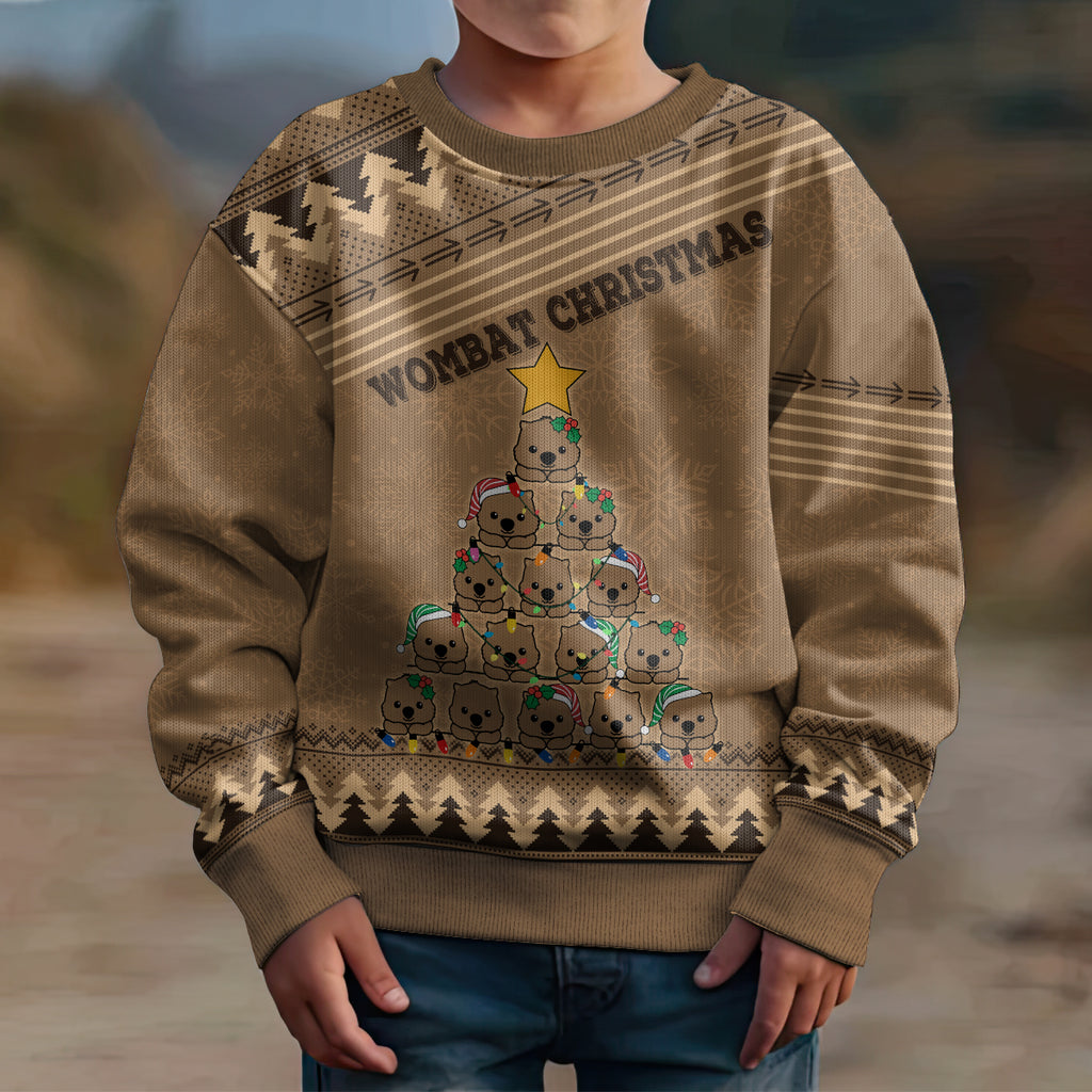 personalised-wombat-christmas-tree-kid-ugly-christmas-sweater-australia-merry-xmas-simple-style