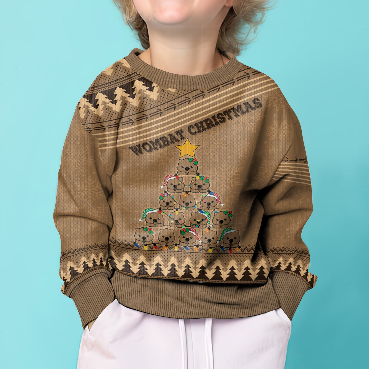 personalised-wombat-christmas-tree-kid-ugly-christmas-sweater-australia-merry-xmas-simple-style