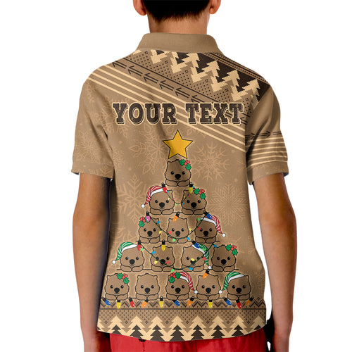 personalised-wombat-christmas-tree-kid-polo-shirt-australia-merry-xmas-simple-style