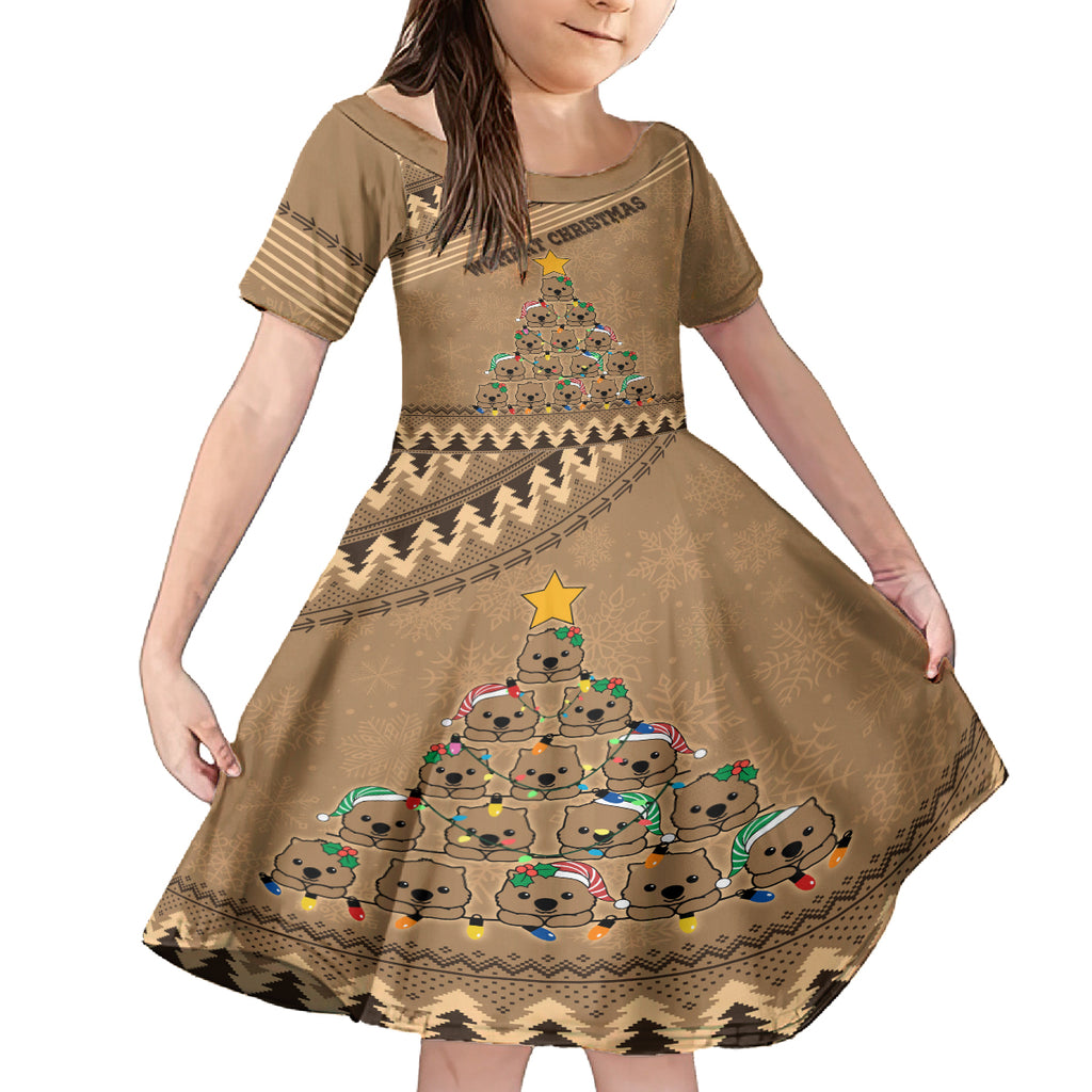 personalised-wombat-christmas-tree-kid-short-sleeve-dress-australia-merry-xmas-simple-style