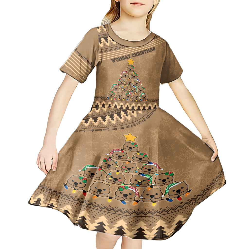 personalised-wombat-christmas-tree-kid-short-sleeve-dress-australia-merry-xmas-simple-style