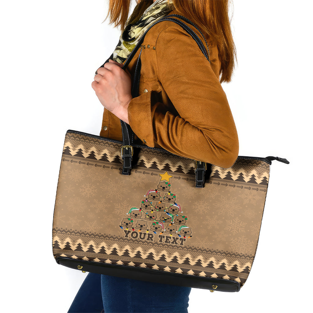 personalised-wombat-christmas-tree-leather-tote-bag-australia-merry-xmas-simple-style