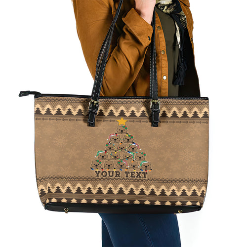 personalised-wombat-christmas-tree-leather-tote-bag-australia-merry-xmas-simple-style