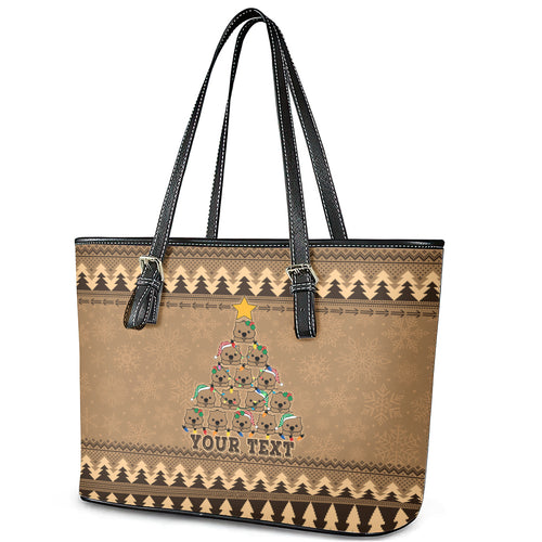 personalised-wombat-christmas-tree-leather-tote-bag-australia-merry-xmas-simple-style