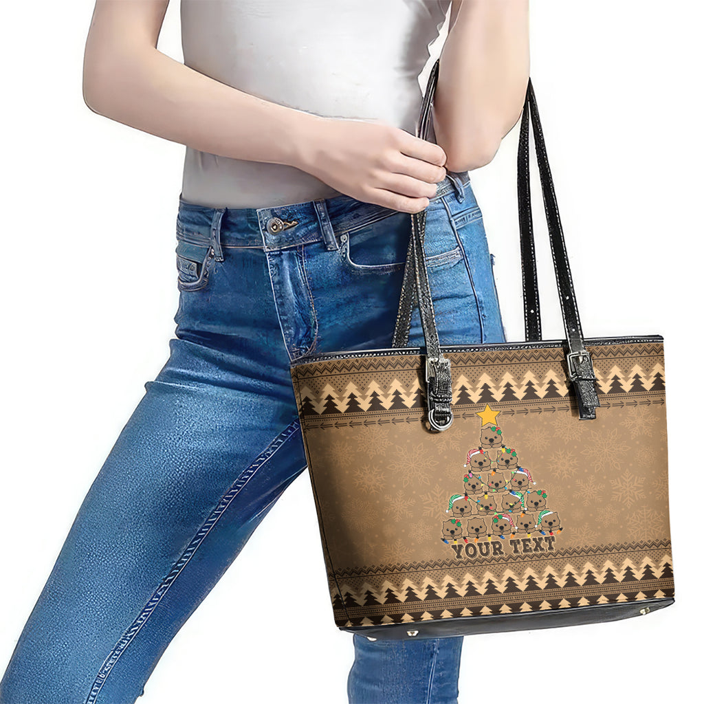 personalised-wombat-christmas-tree-leather-tote-bag-australia-merry-xmas-simple-style