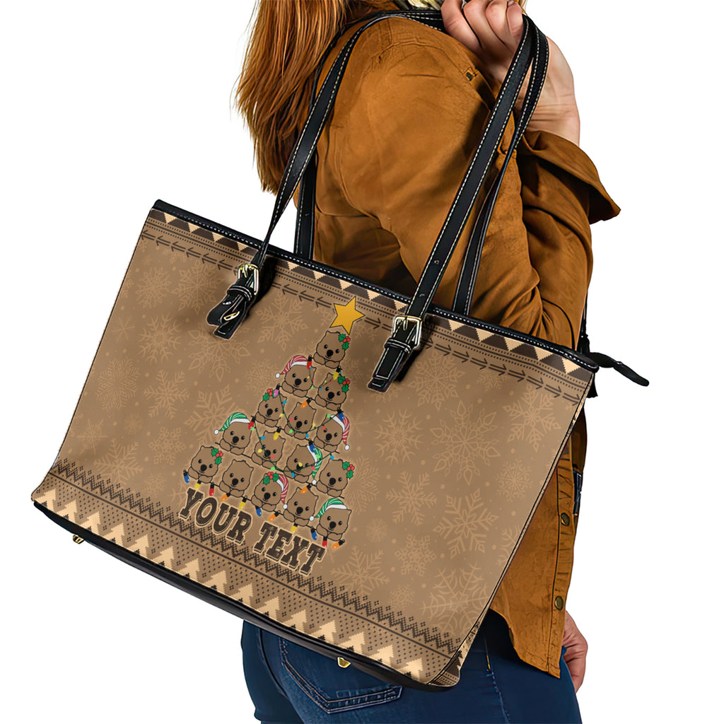 personalised-wombat-christmas-tree-leather-tote-bag-australia-merry-xmas-simple-style