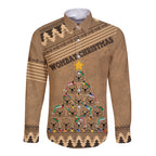 personalised-wombat-christmas-tree-long-sleeve-button-shirt-australia-merry-xmas-simple-style