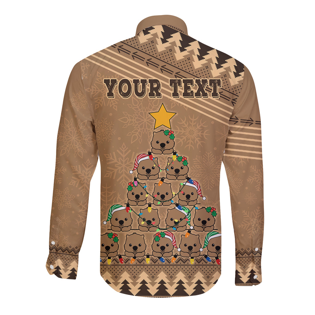 personalised-wombat-christmas-tree-long-sleeve-button-shirt-australia-merry-xmas-simple-style