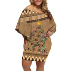 personalised-wombat-christmas-tree-off-shoulder-short-dress-australia-merry-xmas-simple-style