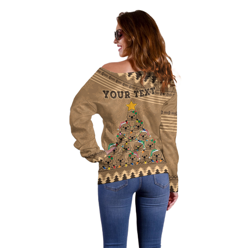 personalised-wombat-christmas-tree-off-shoulder-sweater-australia-merry-xmas-simple-style