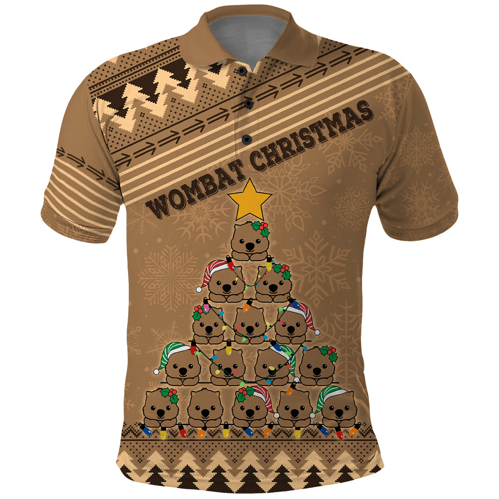 personalised-wombat-christmas-tree-polo-shirt-australia-merry-xmas-simple-style