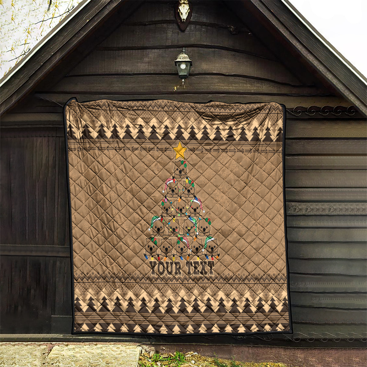 personalised-wombat-christmas-tree-quilt-australia-merry-xmas-simple-style