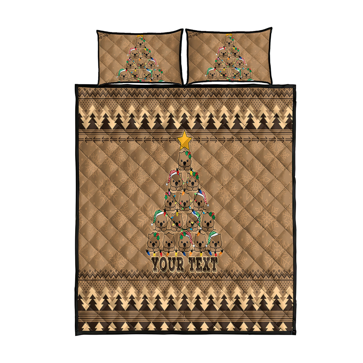 personalised-wombat-christmas-tree-quilt-bed-set-australia-merry-xmas-simple-style