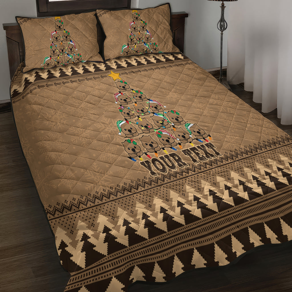 personalised-wombat-christmas-tree-quilt-bed-set-australia-merry-xmas-simple-style