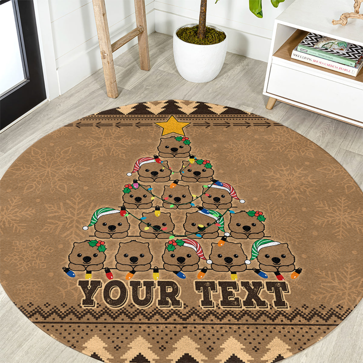 personalised-wombat-christmas-tree-round-carpet-australia-merry-xmas-simple-style