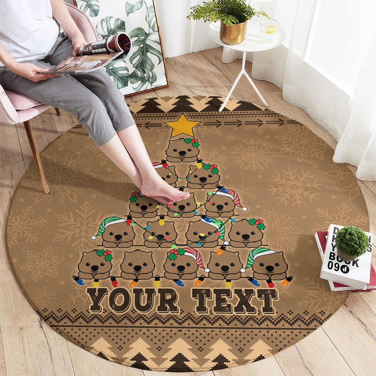 personalised-wombat-christmas-tree-round-carpet-australia-merry-xmas-simple-style