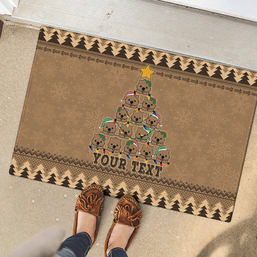 personalised-wombat-christmas-tree-rubber-doormat-australia-merry-xmas-simple-style