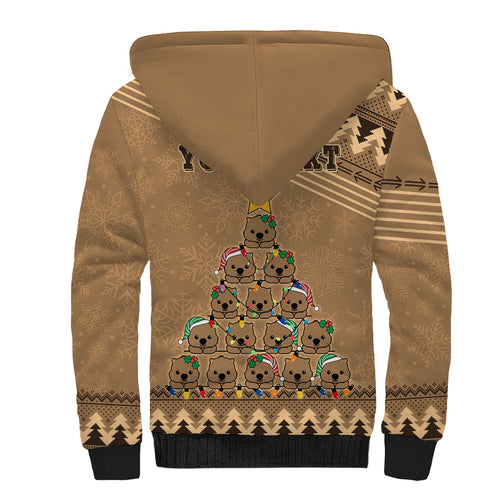 personalised-wombat-christmas-tree-sherpa-hoodie-australia-merry-xmas-simple-style