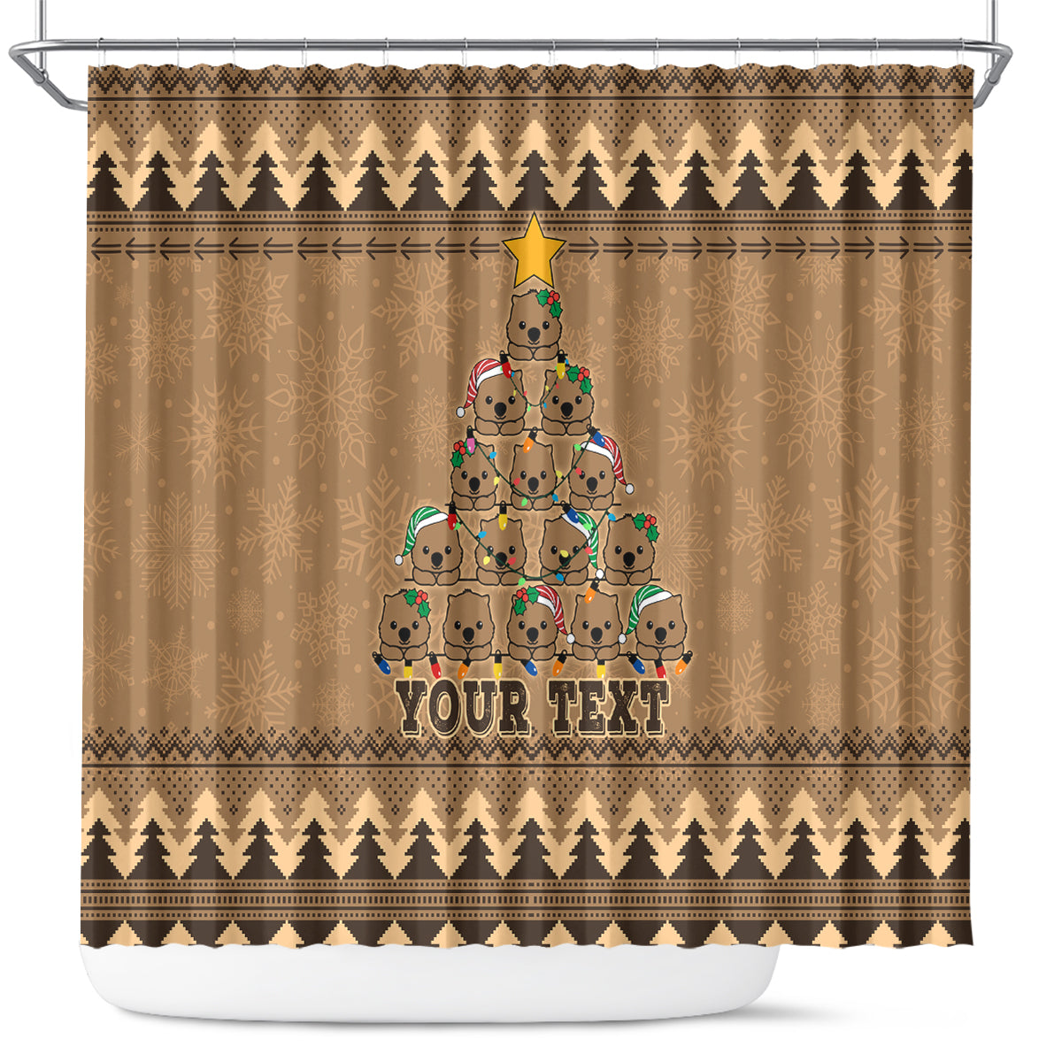 personalised-wombat-christmas-tree-shower-curtain-australia-merry-xmas-simple-style