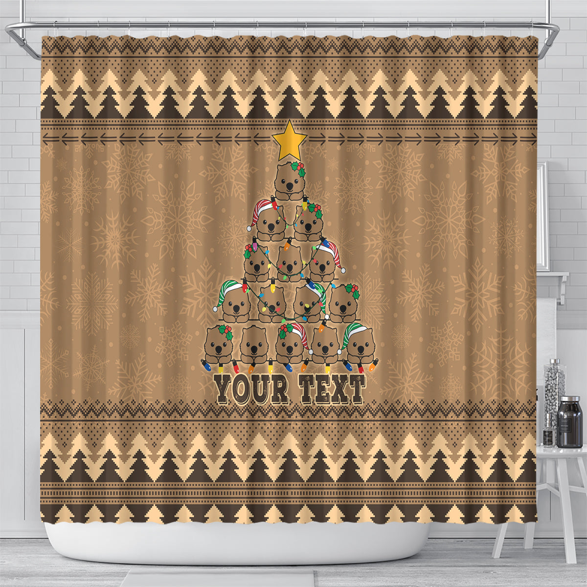 personalised-wombat-christmas-tree-shower-curtain-australia-merry-xmas-simple-style