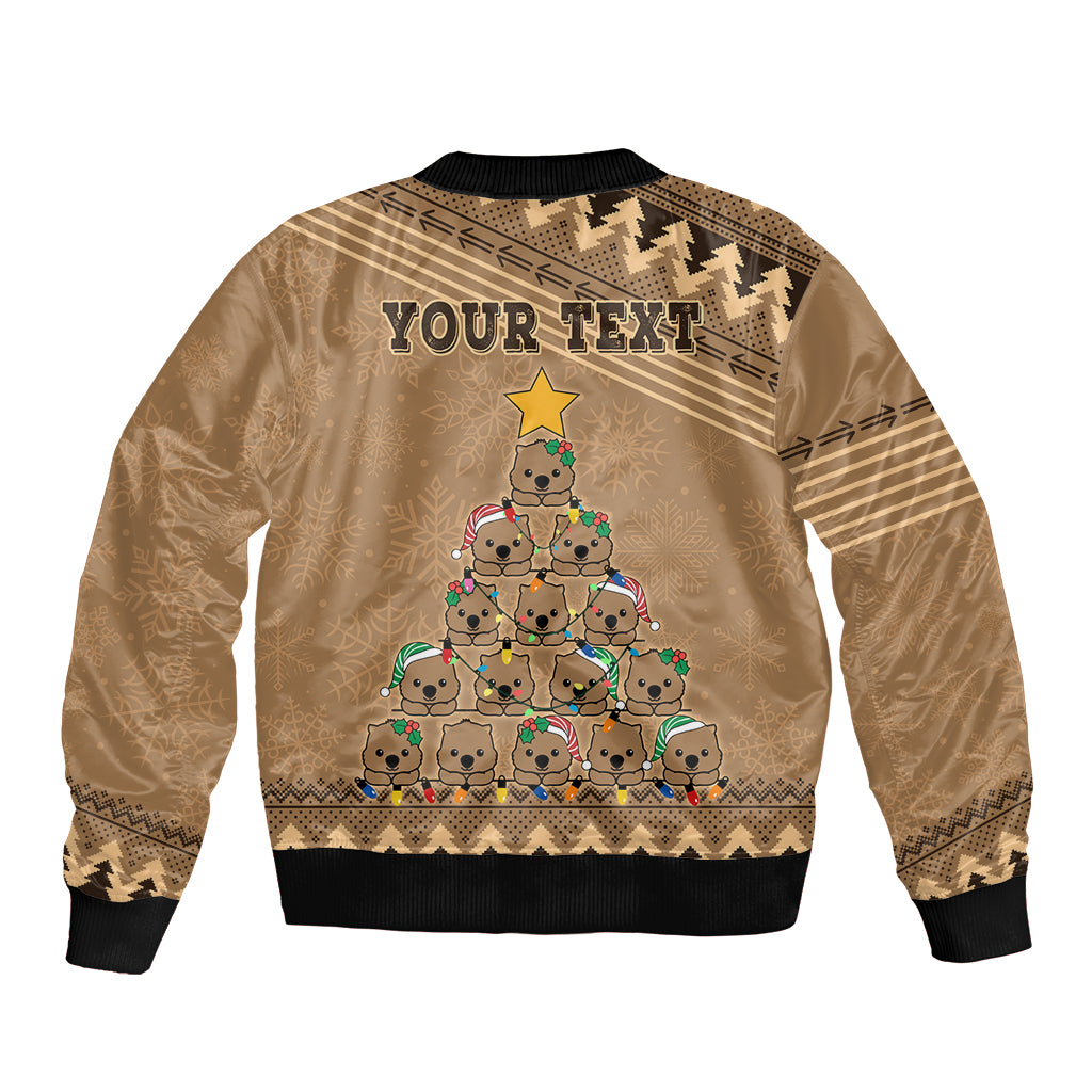 personalised-wombat-christmas-tree-sleeve-zip-bomber-jacket-australia-merry-xmas-simple-style
