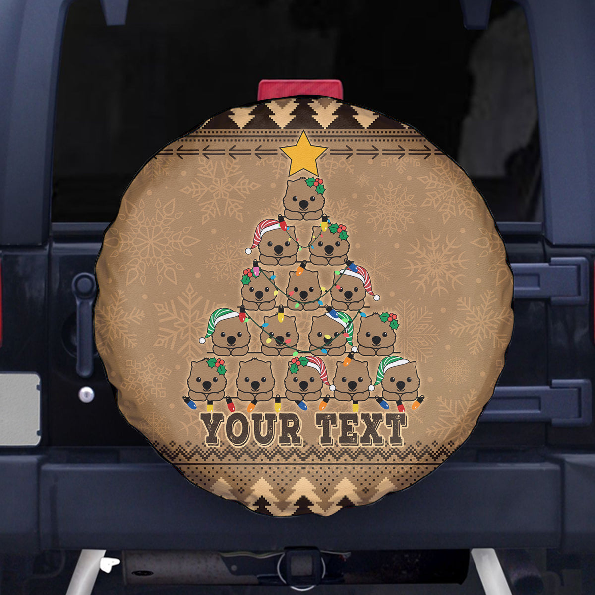 personalised-wombat-christmas-tree-spare-tire-cover-australia-merry-xmas-simple-style