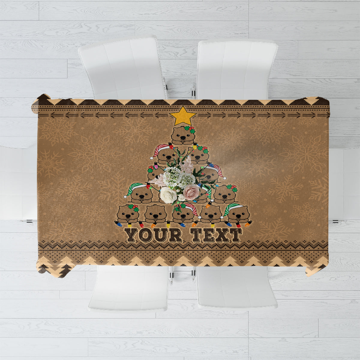 personalised-wombat-christmas-tree-tablecloth-australia-merry-xmas-simple-style
