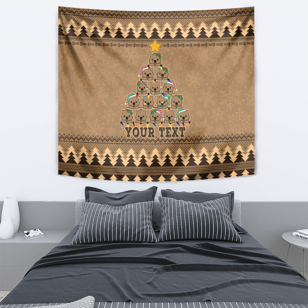 personalised-wombat-christmas-tree-tapestry-australia-merry-xmas-simple-style