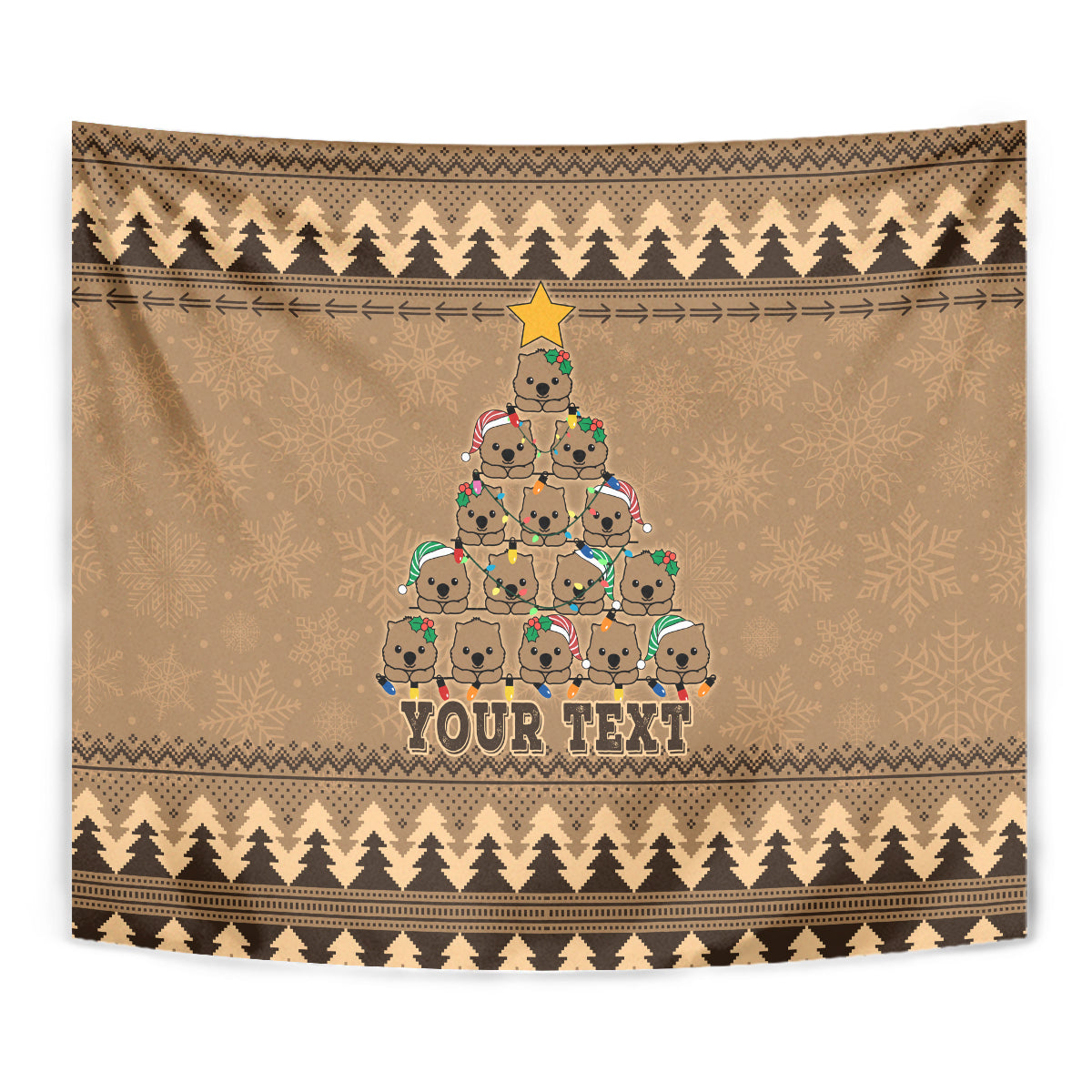 personalised-wombat-christmas-tree-tapestry-australia-merry-xmas-simple-style