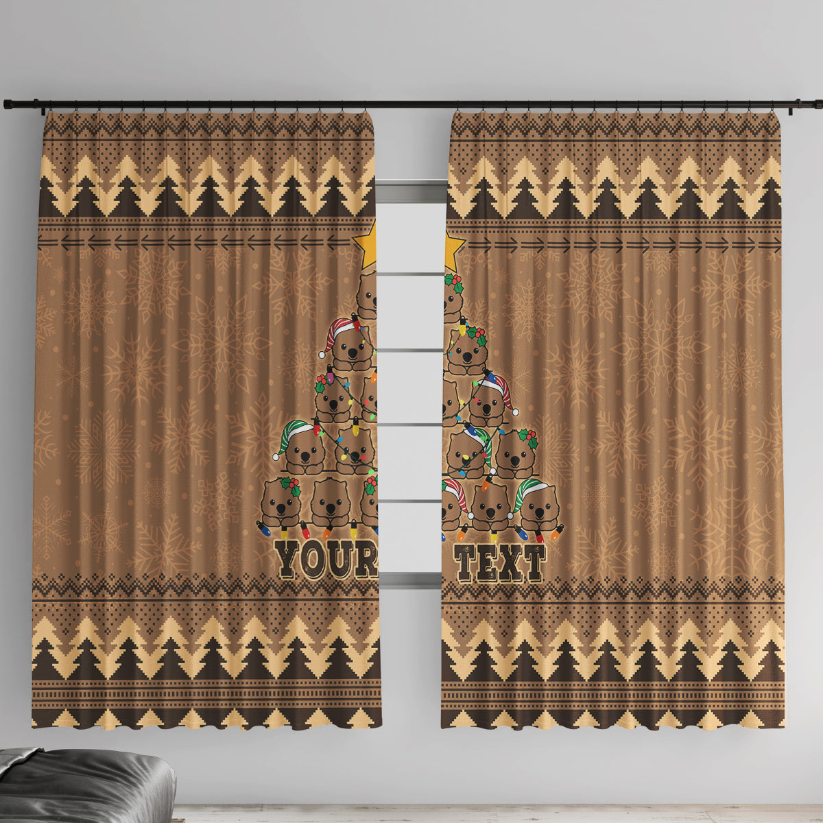 personalised-wombat-christmas-tree-window-curtain-australia-merry-xmas-simple-style