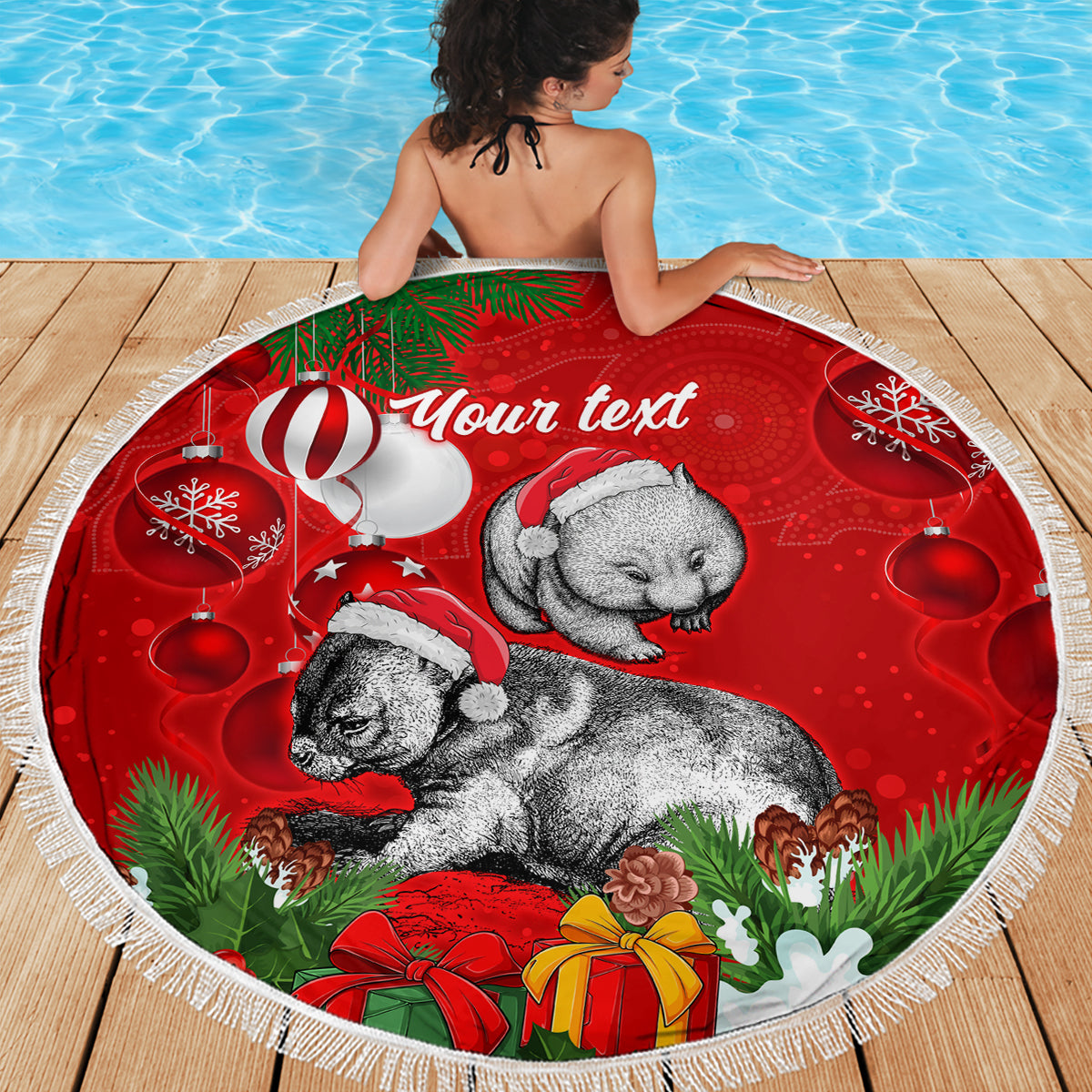 personalised-wombat-lover-beach-blanket-australia-merry-christmas-aboriginal